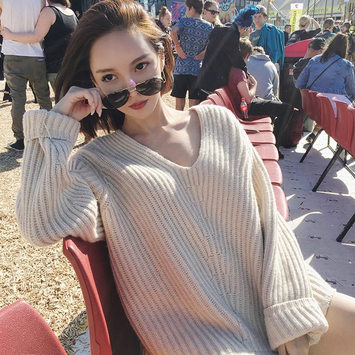 女士针织毛衣打底衫新款洋气时尚,韩国最流行的长款毛衣