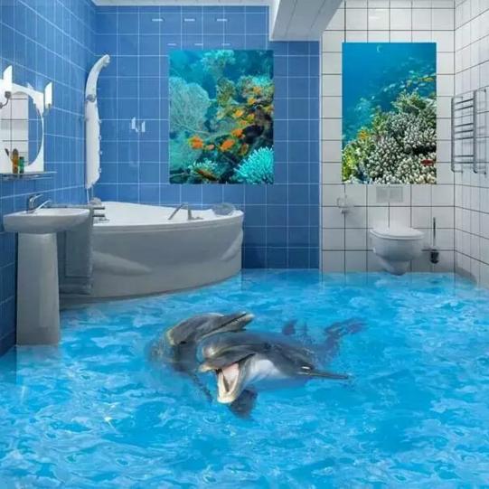 外国网友家的3D地板,炫酷到没有朋友,我们家看看就好!