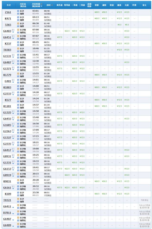 长沙至常德高铁时刻表查询,最新长沙至广州高铁时刻表