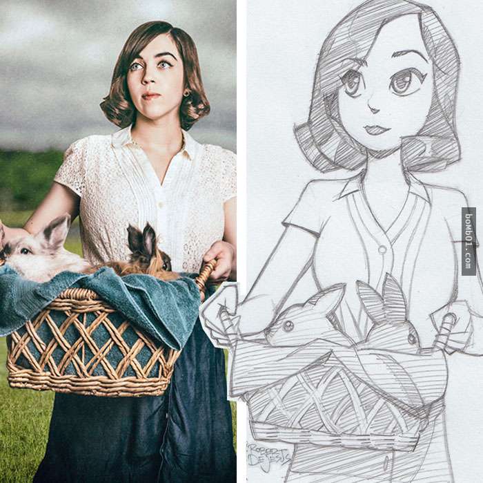 手绘宠物和主人随手画,巧手绘动物