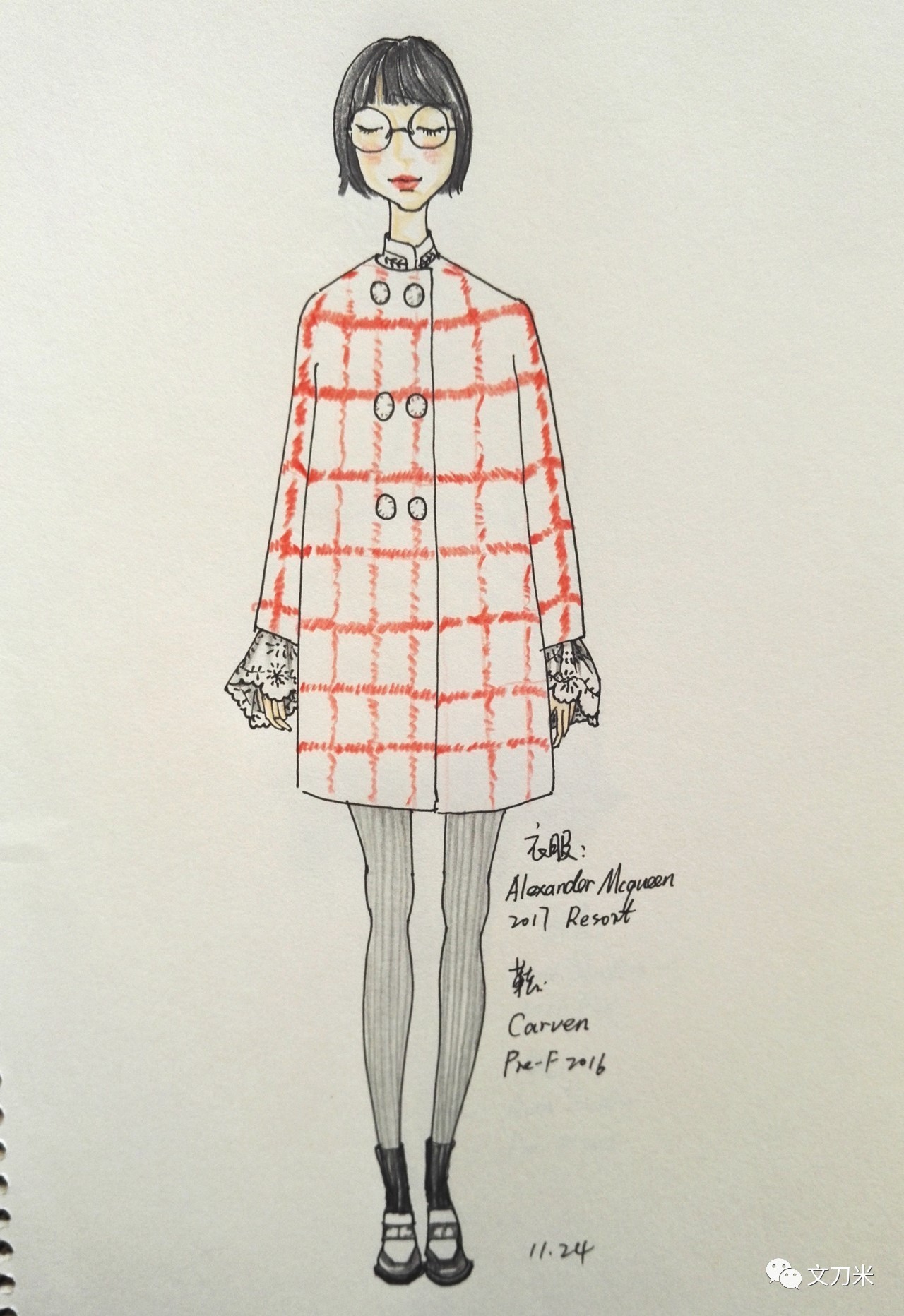 把自己每天的穿搭画出来,每天10分钟一幅速写