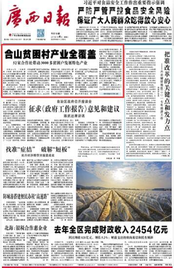 头版头条｜合山52家合作社带动3000多贫困户发展特色产业