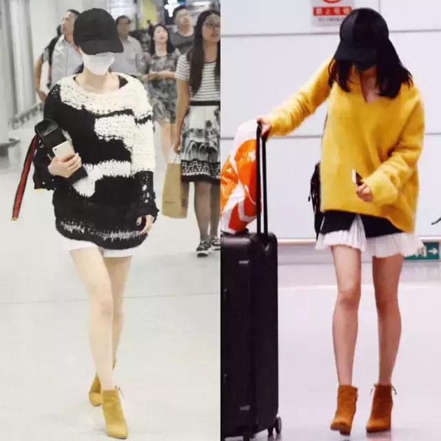 杨紫街拍和杨幂撞衫,街拍女王杨幂最新机场造型