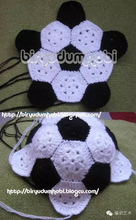 新款堆堆帽钩针图解,毛线钩针足球挂件文字图解
