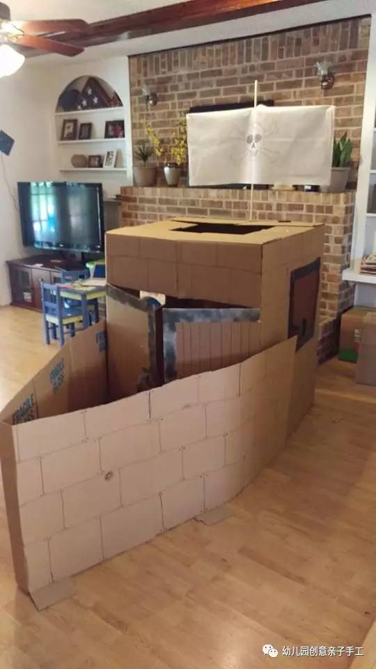 彩泥儿童简单手工轮船,幼儿园纸皮海盗船手工