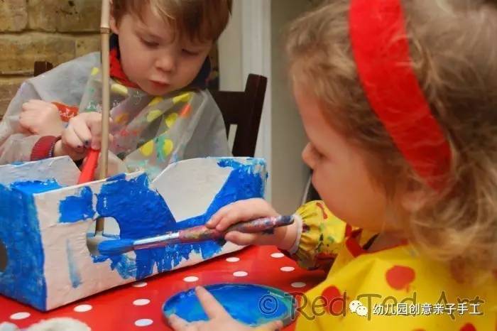 彩泥儿童简单手工轮船,幼儿园纸皮海盗船手工