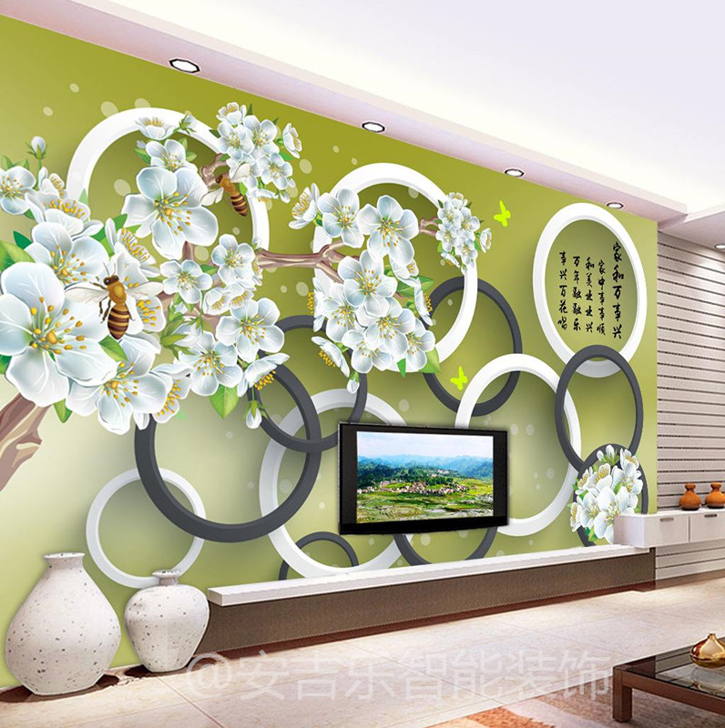 白色墙纸的装修效果,墙纸店装修效果图片