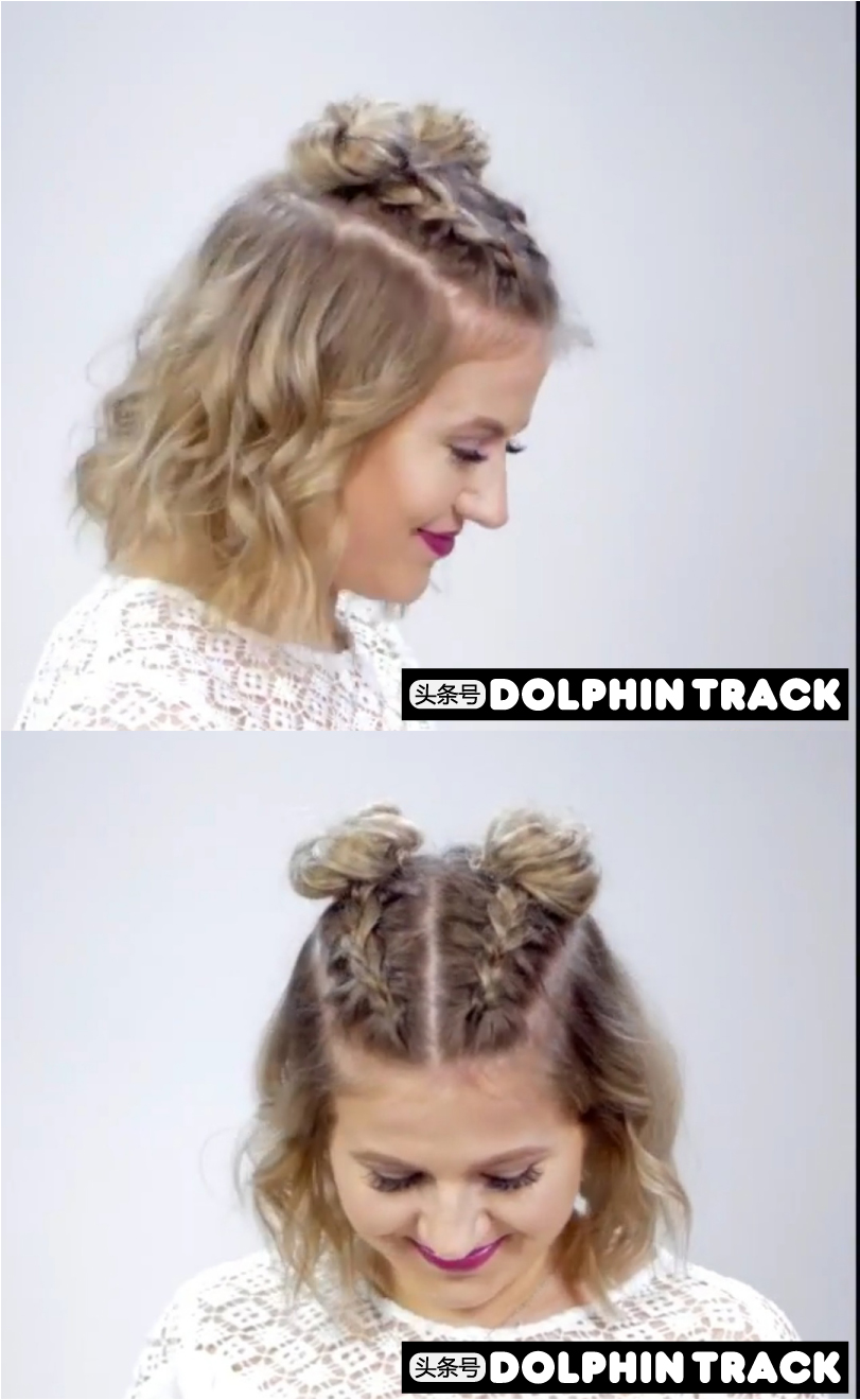 法式珍珠发带短发编发教程,适合中短发的编发ins