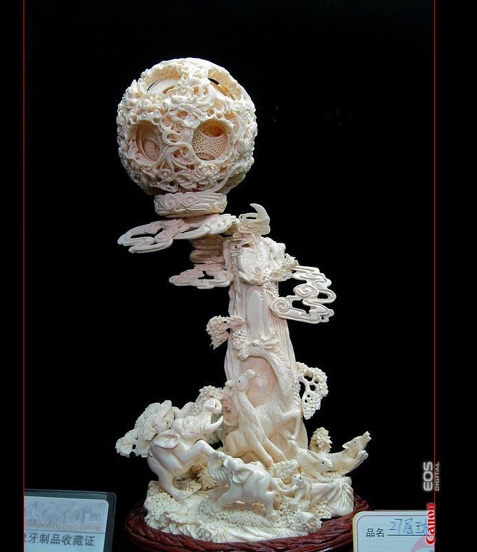 广州牙雕著名作品,极品传神古朴牙雕