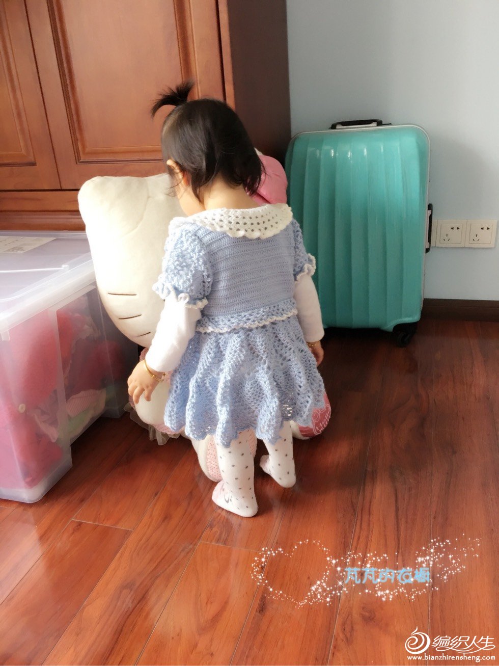 儿童泡泡袖钩针裙小红书款,钩针钩宝宝方领泡泡袖公主裙