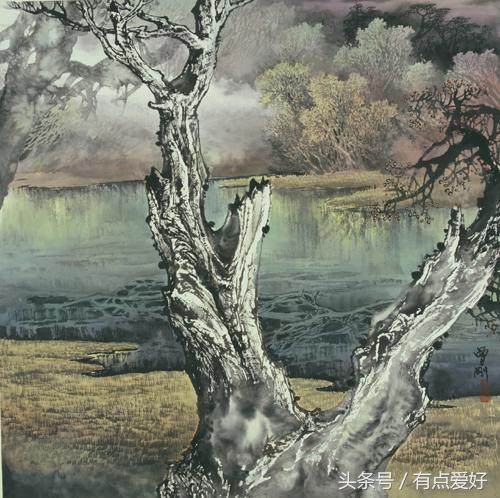 曾刚彩墨山水画丛树的画法教程,曾刚彩墨山水画技法云的画法