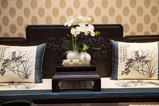 红木沙发经典檀雕图案,木韵乌金木沙发