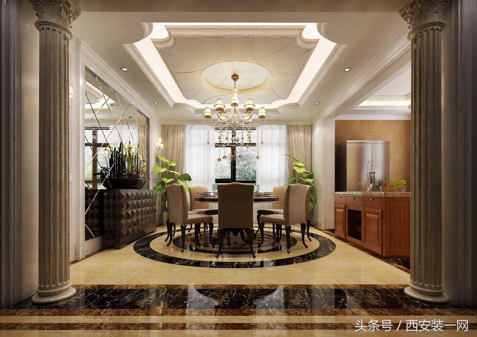 曲江紫汀苑150平米整体风格体现了欧式的华美，也很有现代感