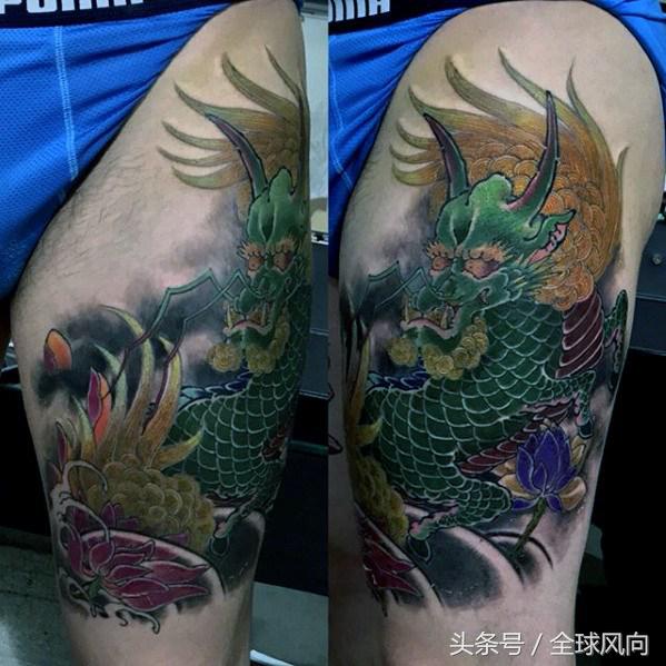 麒麟上云纹身图片大全,麒麟的纹身图案大全