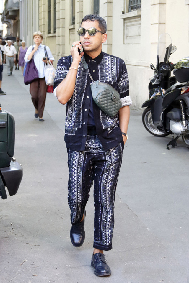 gucci男士虎头胸包街拍,2019胸包街拍