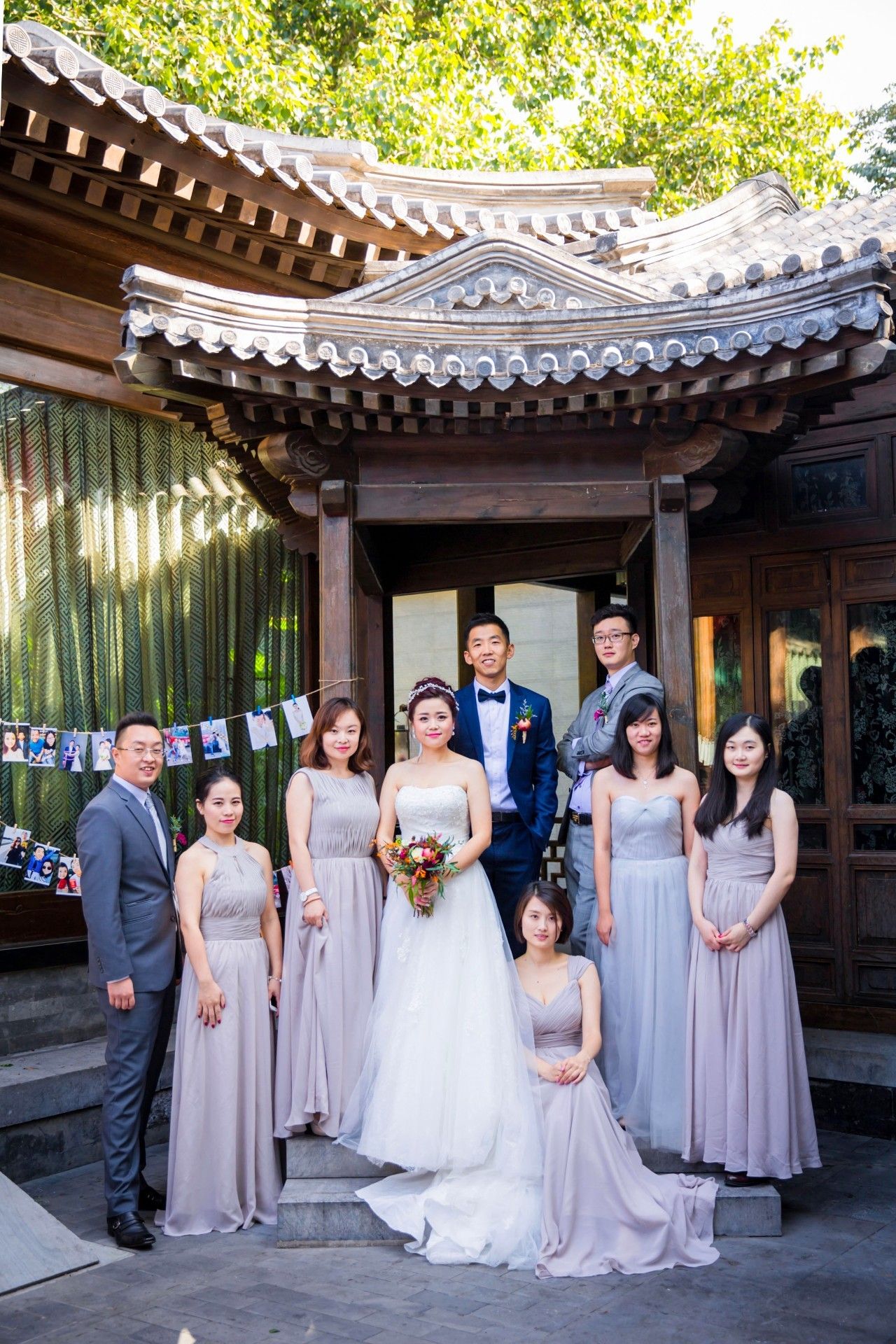 庭院婚礼中式红色系,红蓝撞色庭院中式婚礼