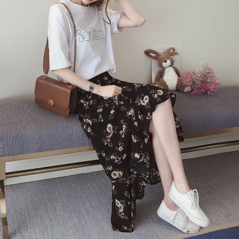 高腰西装荷叶边中长款半身裙大码,高腰金属别针包臀荷叶边半身裙