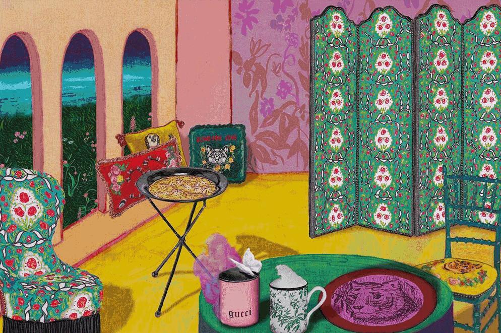 gucci图案抱枕,听说gucci出了宠物系列的单品