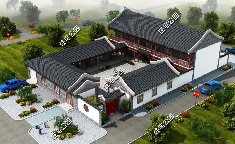 农村中式合院10-15万自建房,农村中式合院房子设计