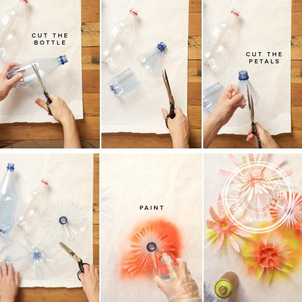 瓶子花朵手工制作幼儿园,瓶子创意花手工幼儿园