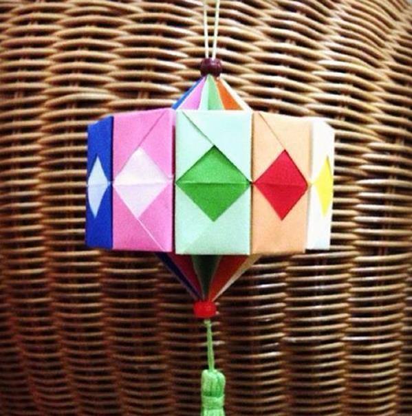 中秋手工灯笼折纸教程简单,折纸菠萝灯笼图解