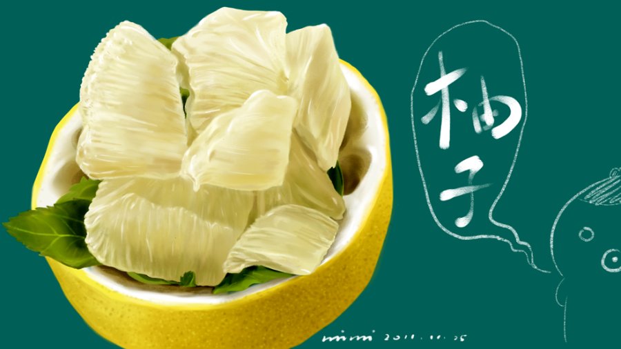 用柚子做头盔,用柚子做的头盔