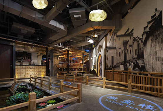 徽派餐饮装修设计,徽派饭店装修效果图180平方