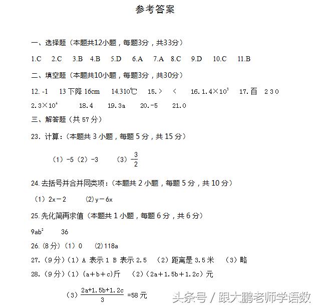 2020-2021七年级下册数学期中卷,人教版七年级期中数学试卷带答案