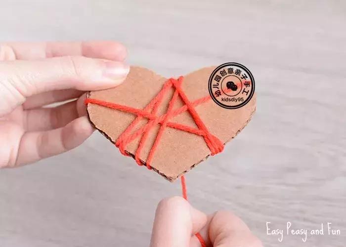 感恩节幼儿园孩子对父母的爱心图,感恩节毛线手工简单又漂亮