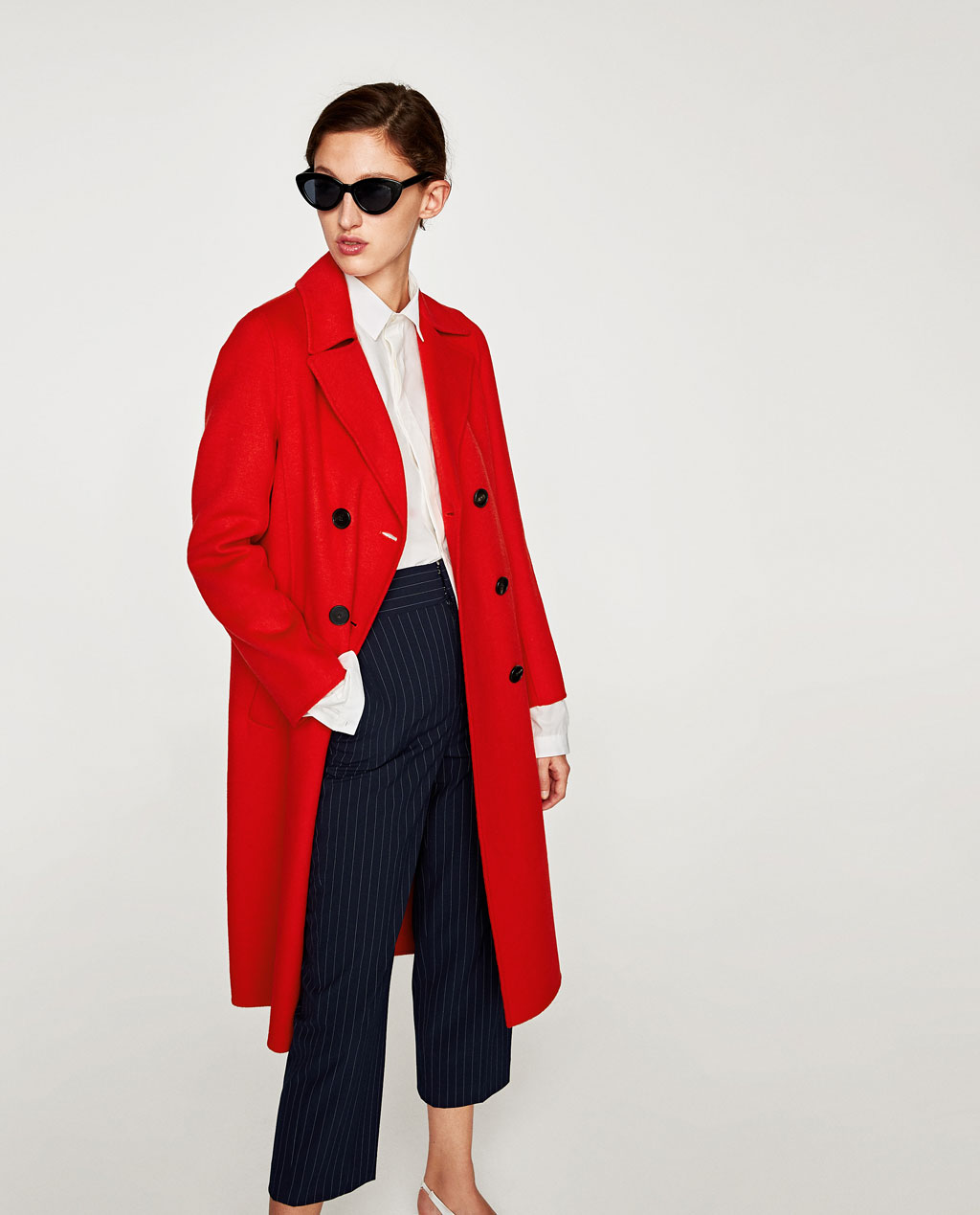 过年必备的一件红色羊绒大衣,红色加绒厚版呢子大衣