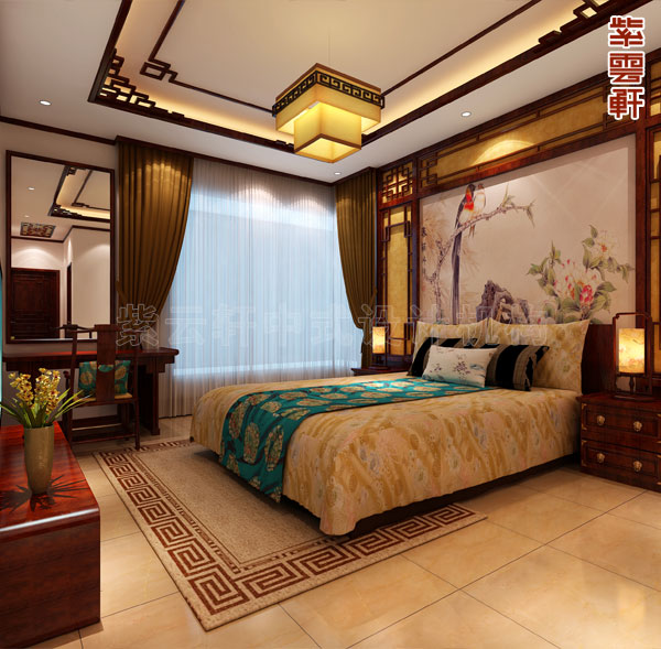 紫云轩人字形屋顶中式装修,紫云轩中式复古豪宅别墅设计