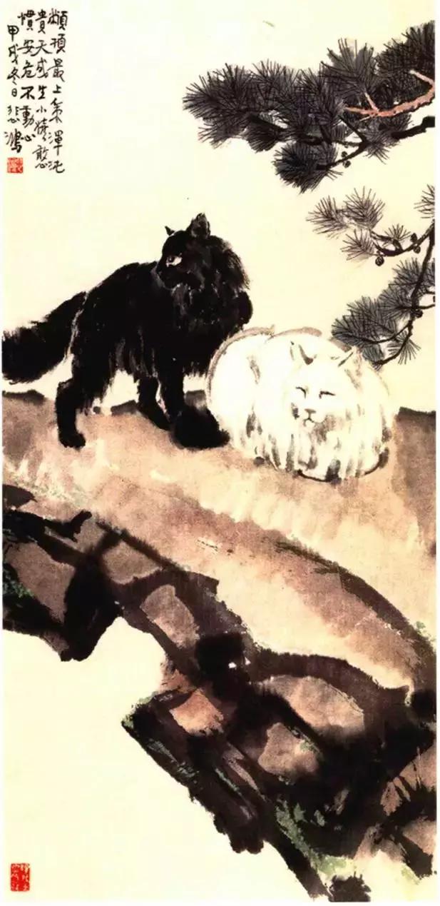 徐悲鸿画猫作品欣赏,徐悲鸿画马谁画鸡