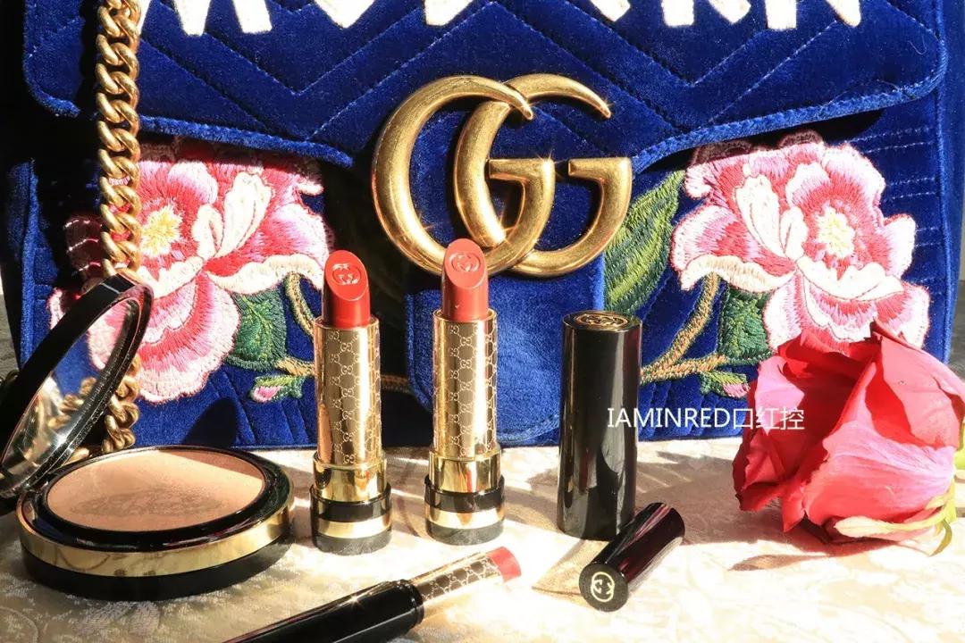 gucci金管口红试色217和515,gucci口红试色大全