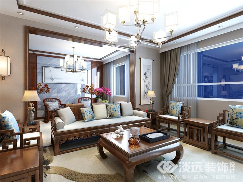 曲江轻奢风装修设计效果图,金玉满堂中式装修风格效果图