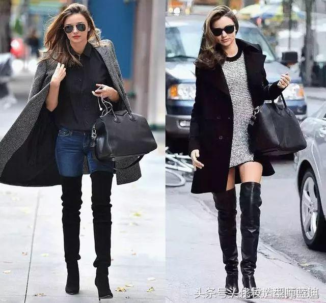 黑色过膝靴搭配抹胸裙,黑色过膝靴搭配图片