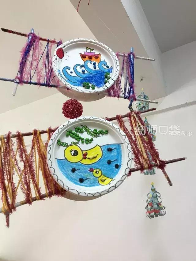 幼儿园废旧纸箱走廊环创吊饰双面,用废旧物品做关于冬天的手工吊饰