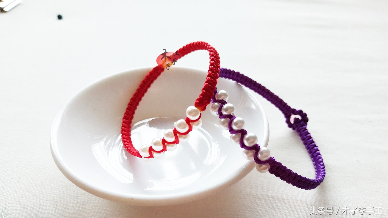 木子李手工编绳教程同心结,木子手工手链视频大全