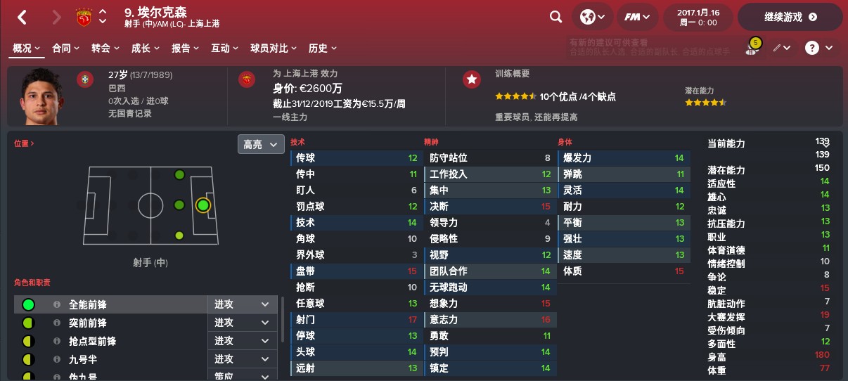 fm看球员,fm中超五大联赛