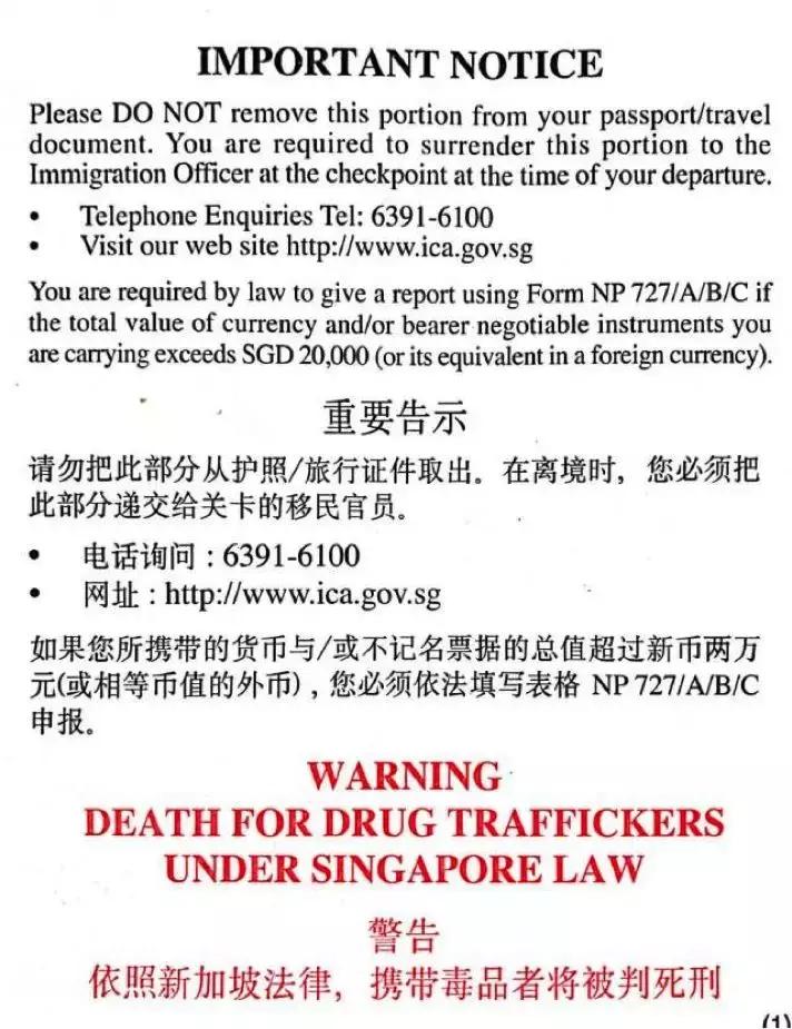 新加坡离境白卡,新加坡白卡丢失还能出境吗