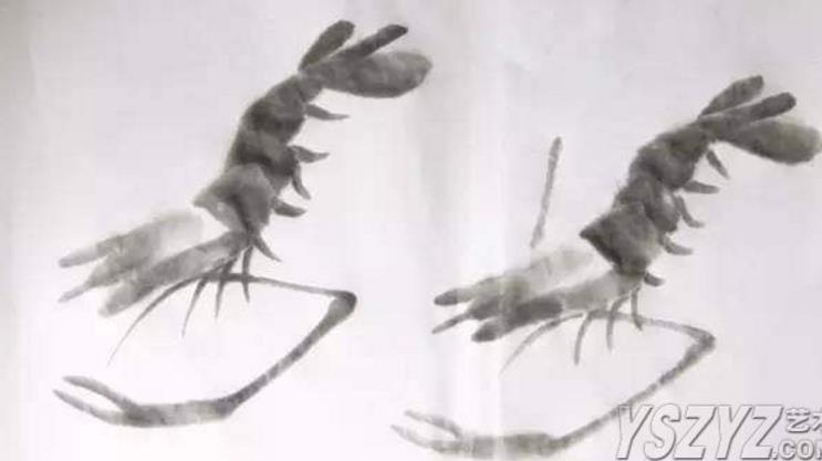 水墨大虾怎么画,水墨彩色大虾画