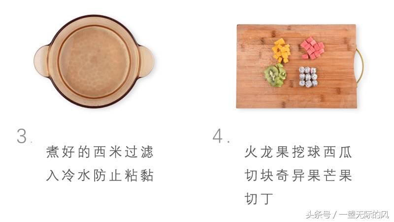 椰浆西米芋圆捞,水果西米捞图解