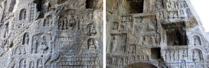 典型的净土宗“西方三圣”造像石窟。