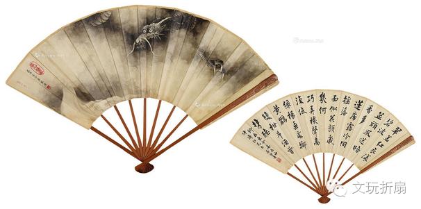 扇面作品65幅扇子拍卖价格,清代十三行檀香折扇拍卖价格
