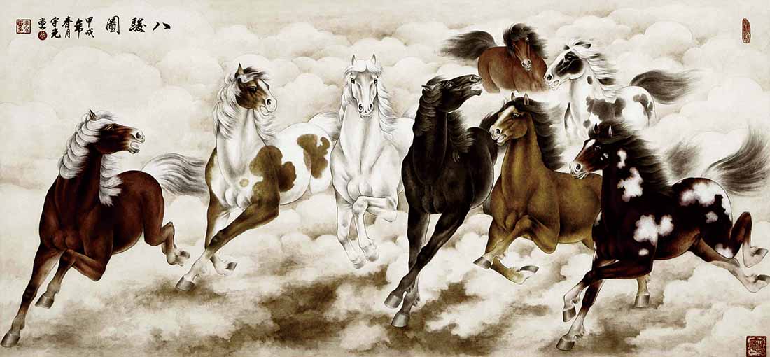 乾隆八骏工笔图,名家写意八骏图大全