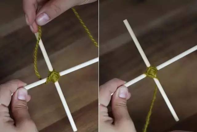 用毛线和竹棍编十字架,木棍编织方法图解