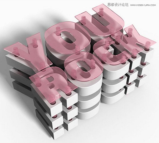 photoshop制作3d效果图,3d立体字玻璃质感教程ps