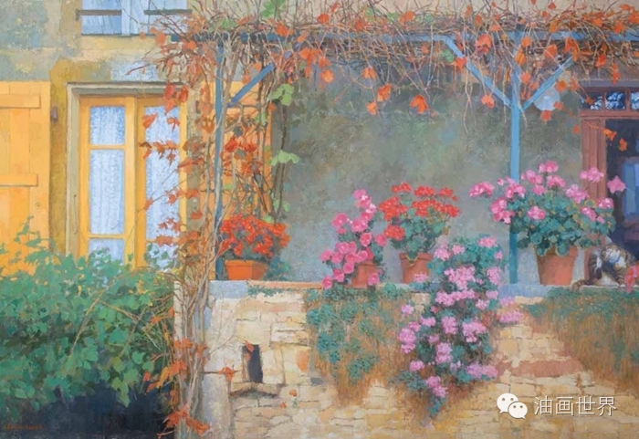 禅意山水意境油画,浓郁诗意的风景油画