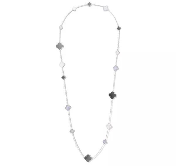 vca四叶草带钻项链系列,vca梵克雅宝四叶草项链