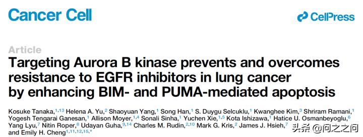 靶向AuroraB激酶增强BIM和PUMA介导的细胞凋亡克服EGFR*制剂抑**耐药