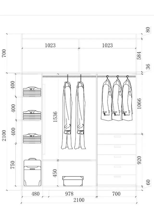 衣柜布局设计尺寸图,52公分的衣柜怎么设计
